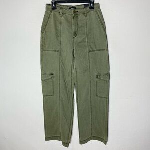 Reitmans Olive Green High Rise Wide Leg Pants Lyocell Linen Cotton Pants 28 NWT